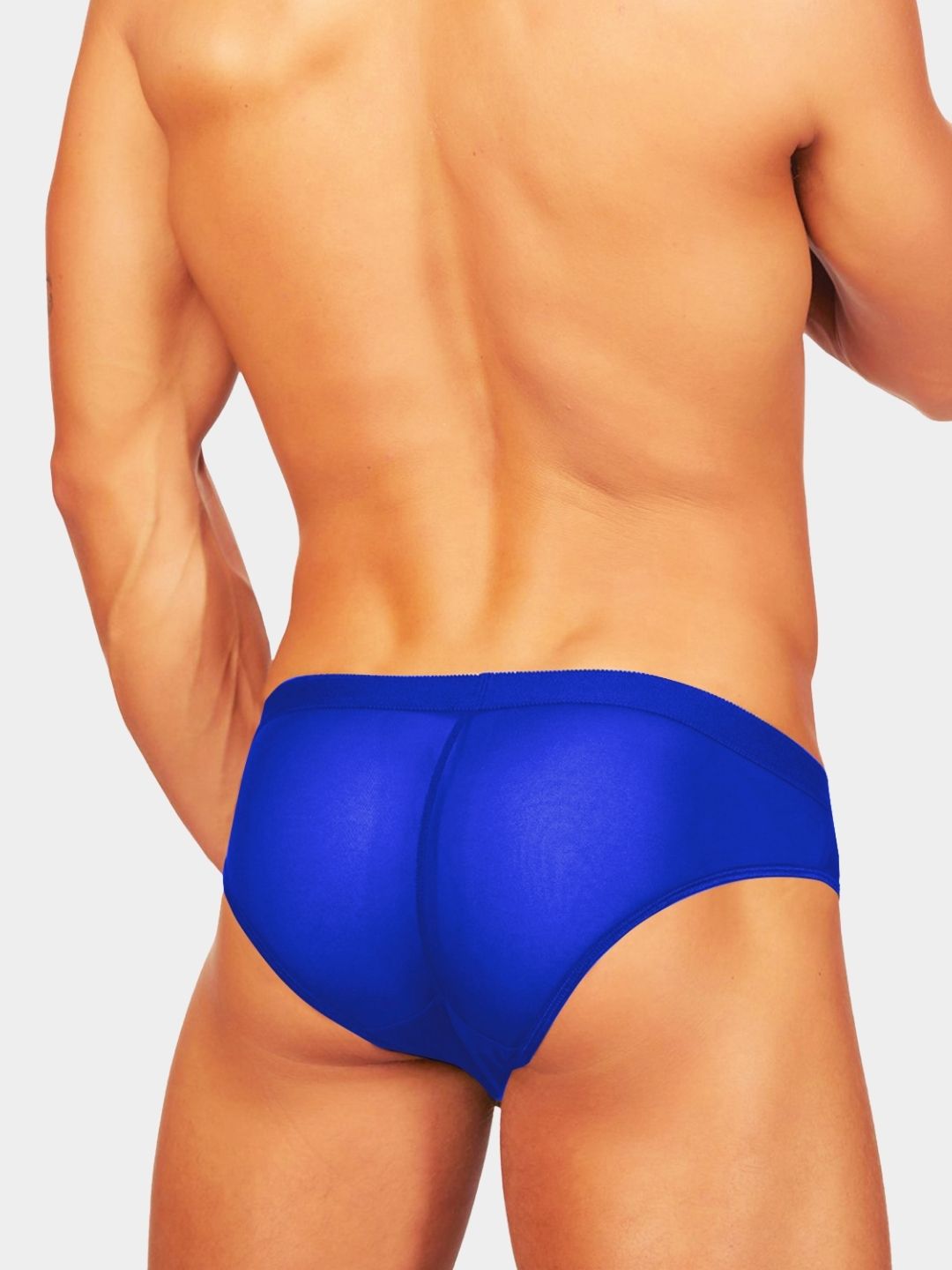 Men Solid Sheer Mesh Bikini Briefs