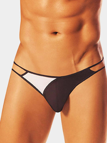 Men's Contrast Panel Double Strap Thong