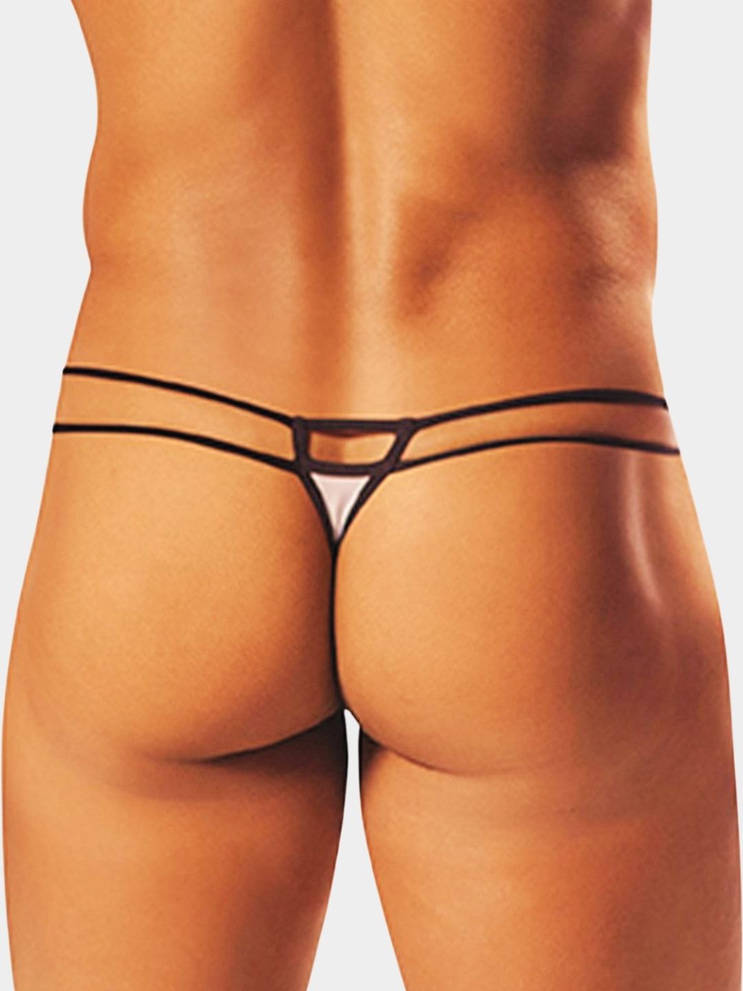Men's Contrast Panel Double Strap Thong