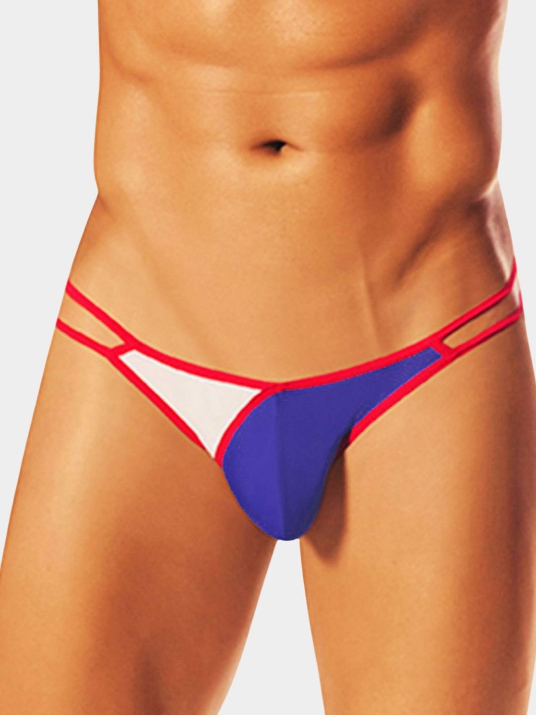 Men's Contrast Panel Double Strap Thong