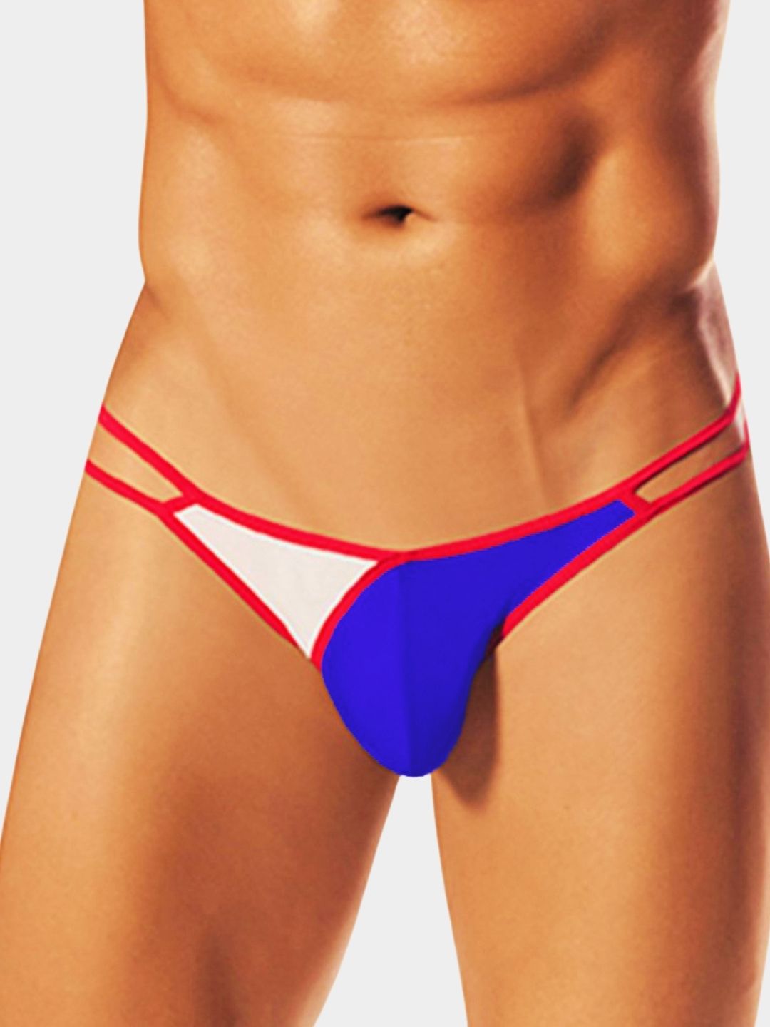 Men's Contrast Panel Double Strap Thong