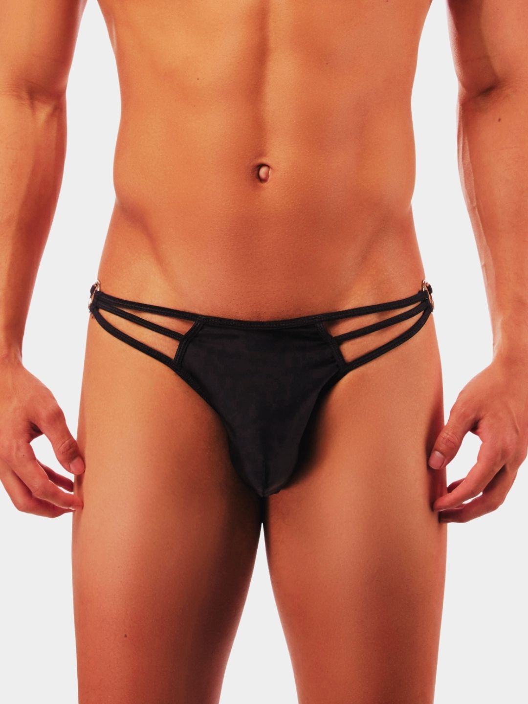 Men's Triple Strap Ring-Detail Thong
