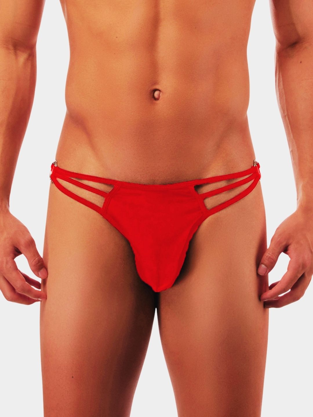 Men's Triple Strap Ring-Detail Thong