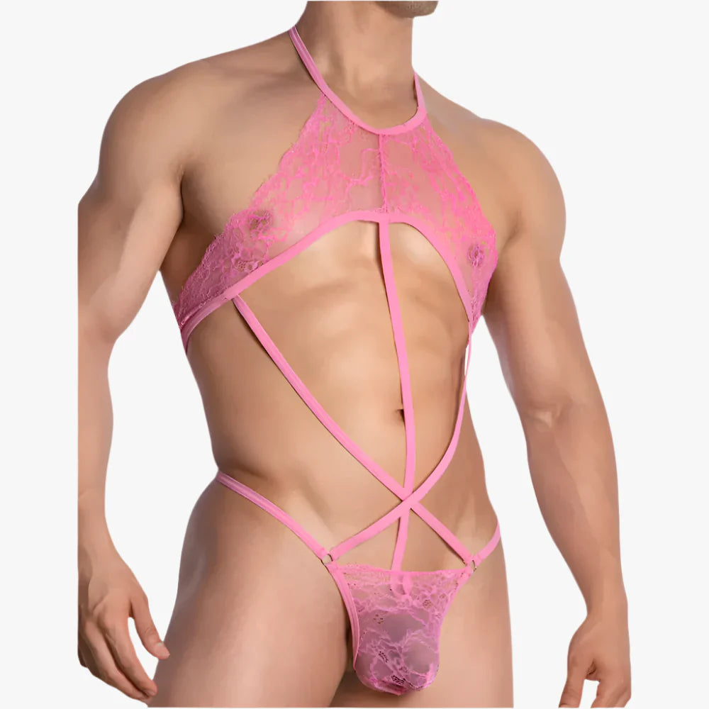 Crossdresser Strappy Lace Bodysuit